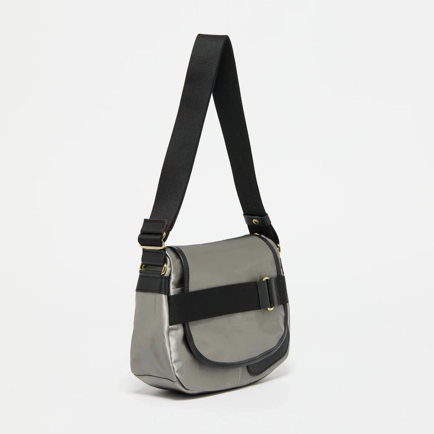 Jack Gomme PETIT GABY Linen Messenger Bag in Silver - Big Bag NY