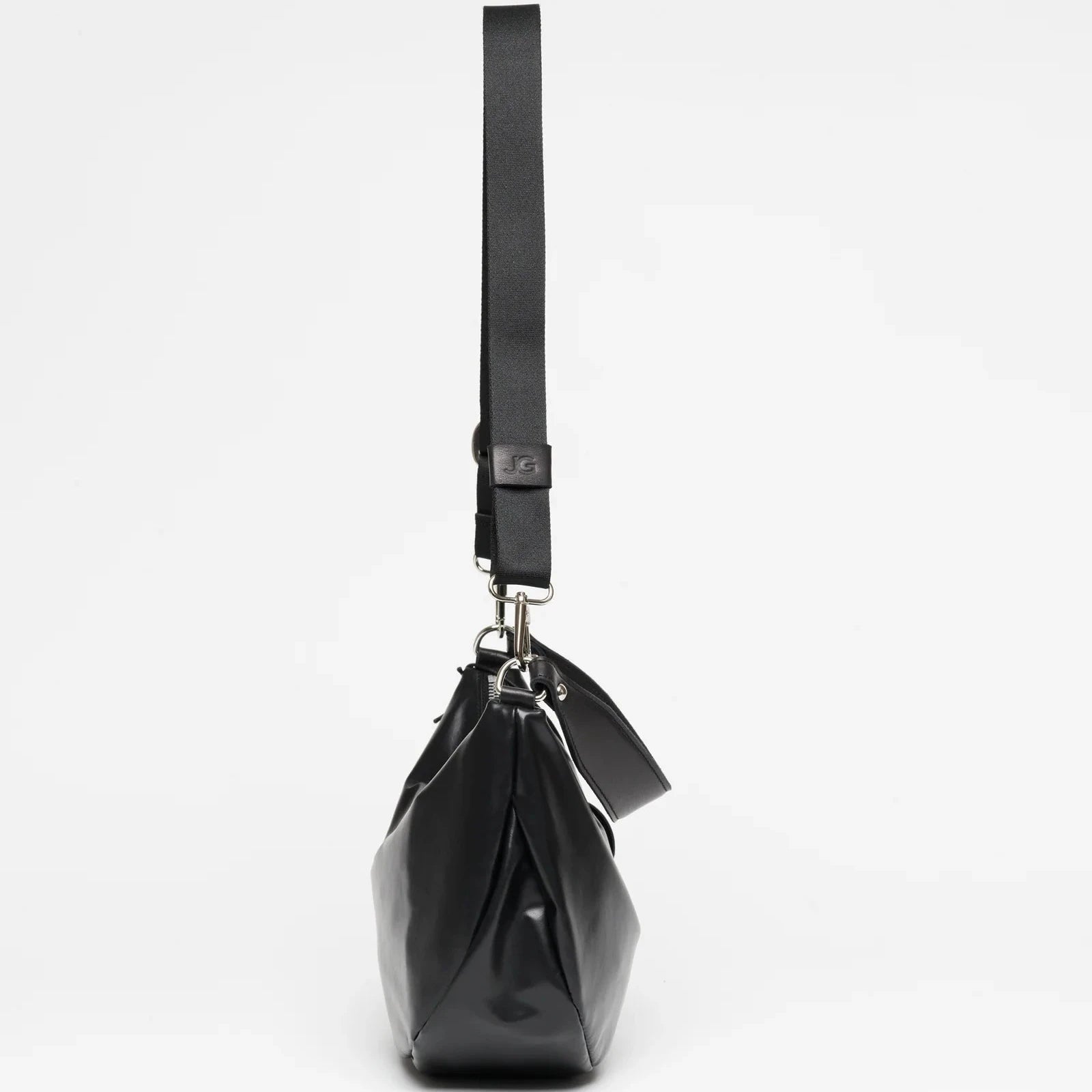 Jack Gomme PETIT CHARLIE Light Leather Half Moon Bag in Noir - Big Bag NY