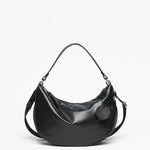 Jack Gomme PETIT CHARLIE Light Leather Half Moon Bag in Noir - Big Bag NY