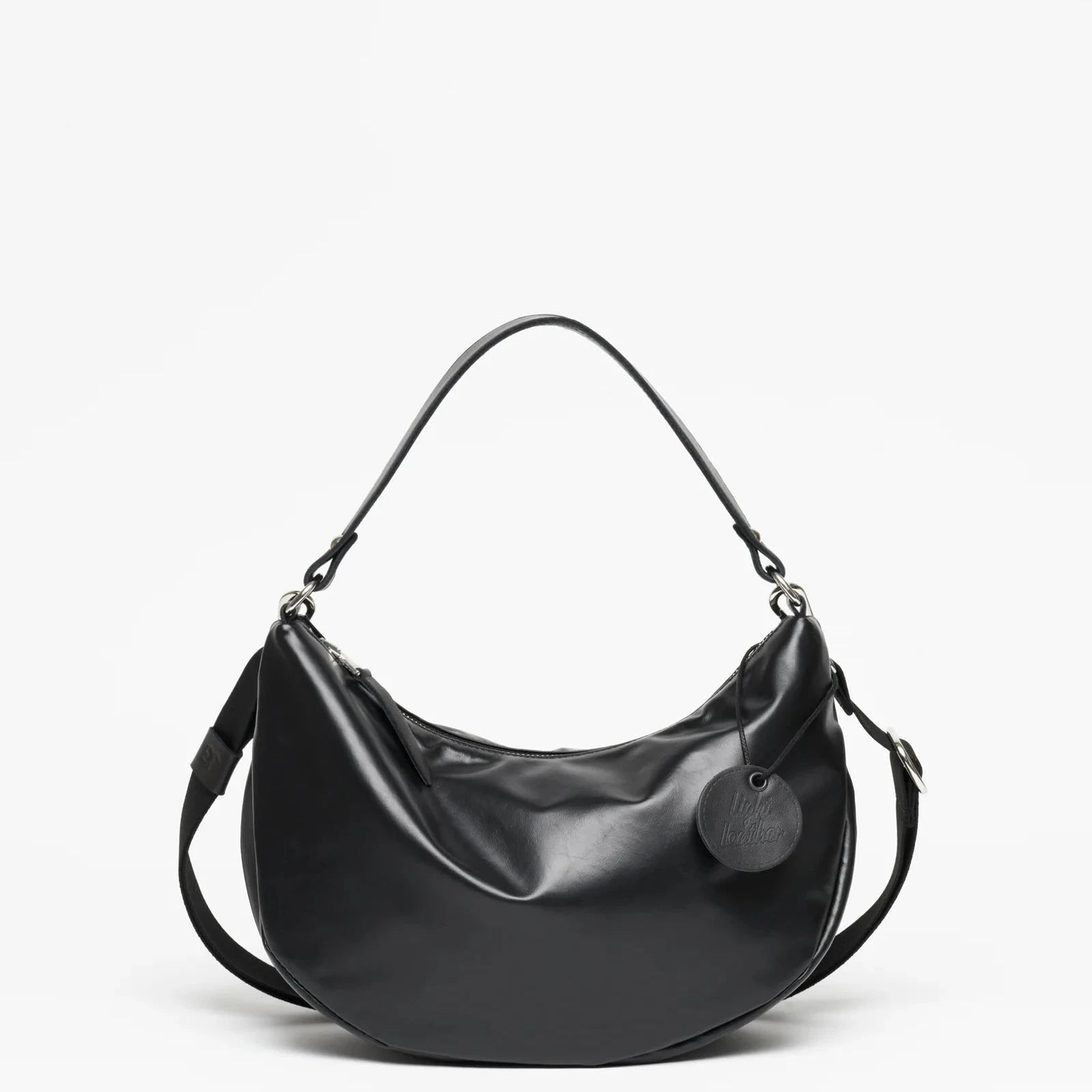 Jack Gomme PETIT CHARLIE Light Leather Half Moon Bag in Noir - Big Bag NY