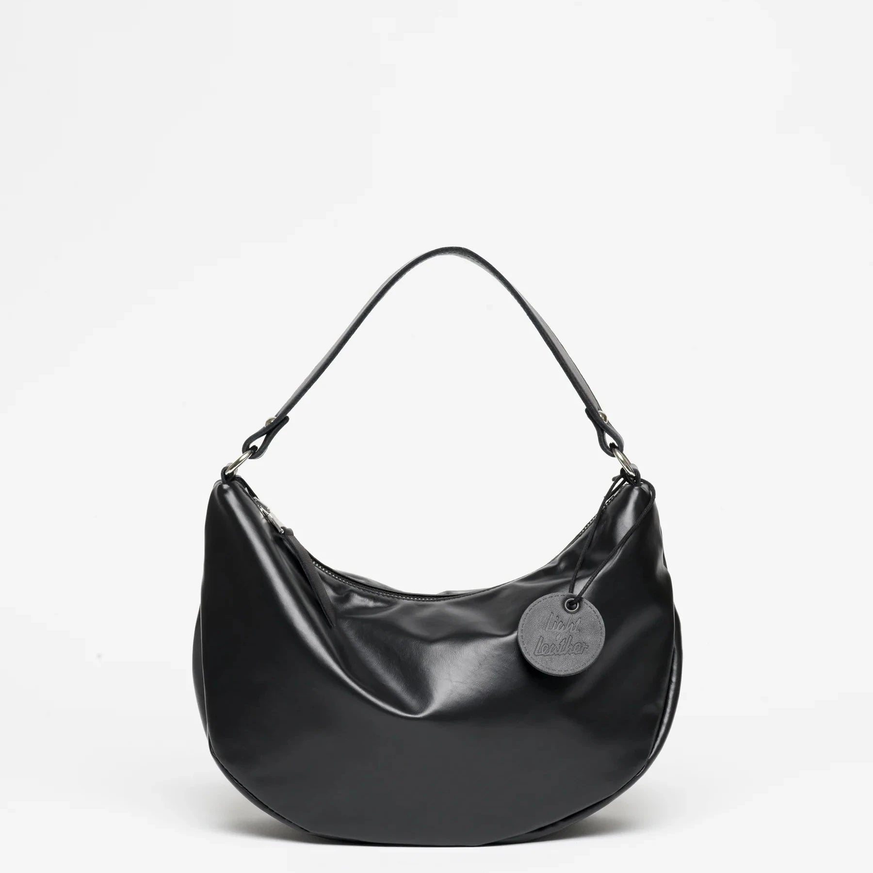 Jack Gomme PETIT CHARLIE Light Leather Half Moon Bag in Noir - Big Bag NY