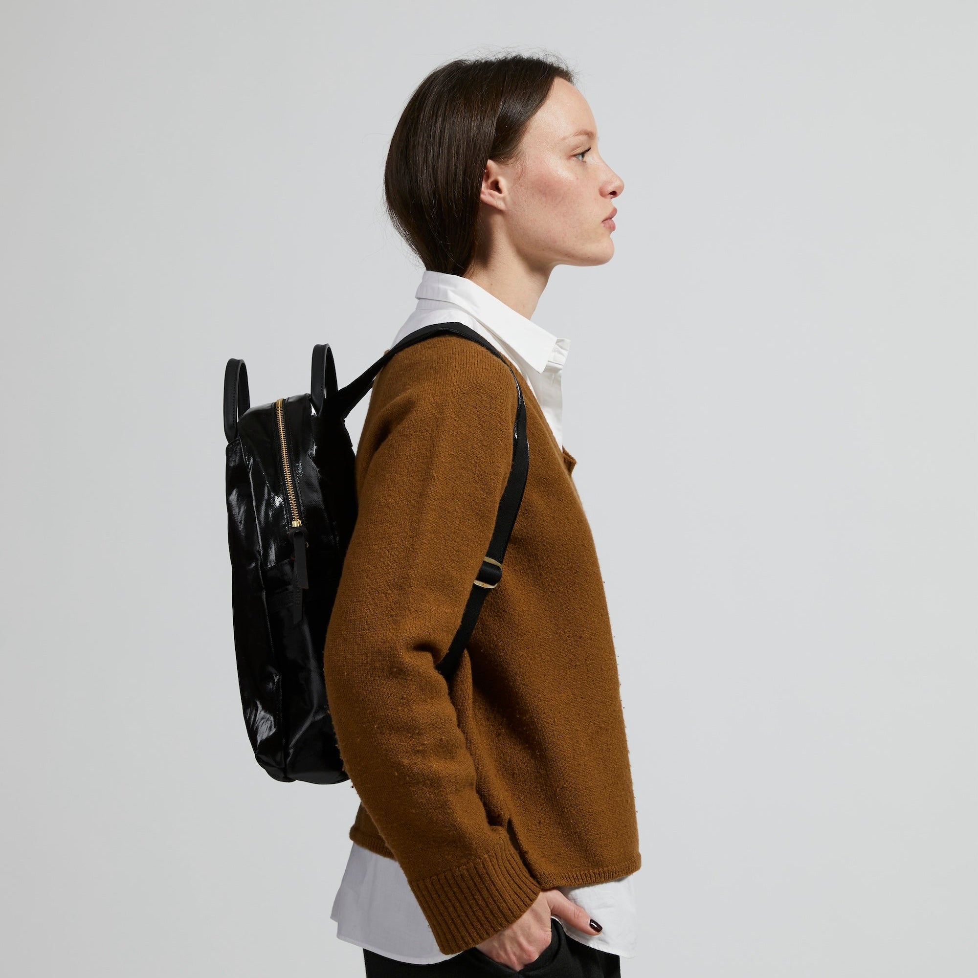 Jack Gomme Lami Linen Backpack Noir Black - Big Bag NY