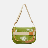 Jack Gomme GABY Linen Satchel Messenger Bag Green - Big Bag NY