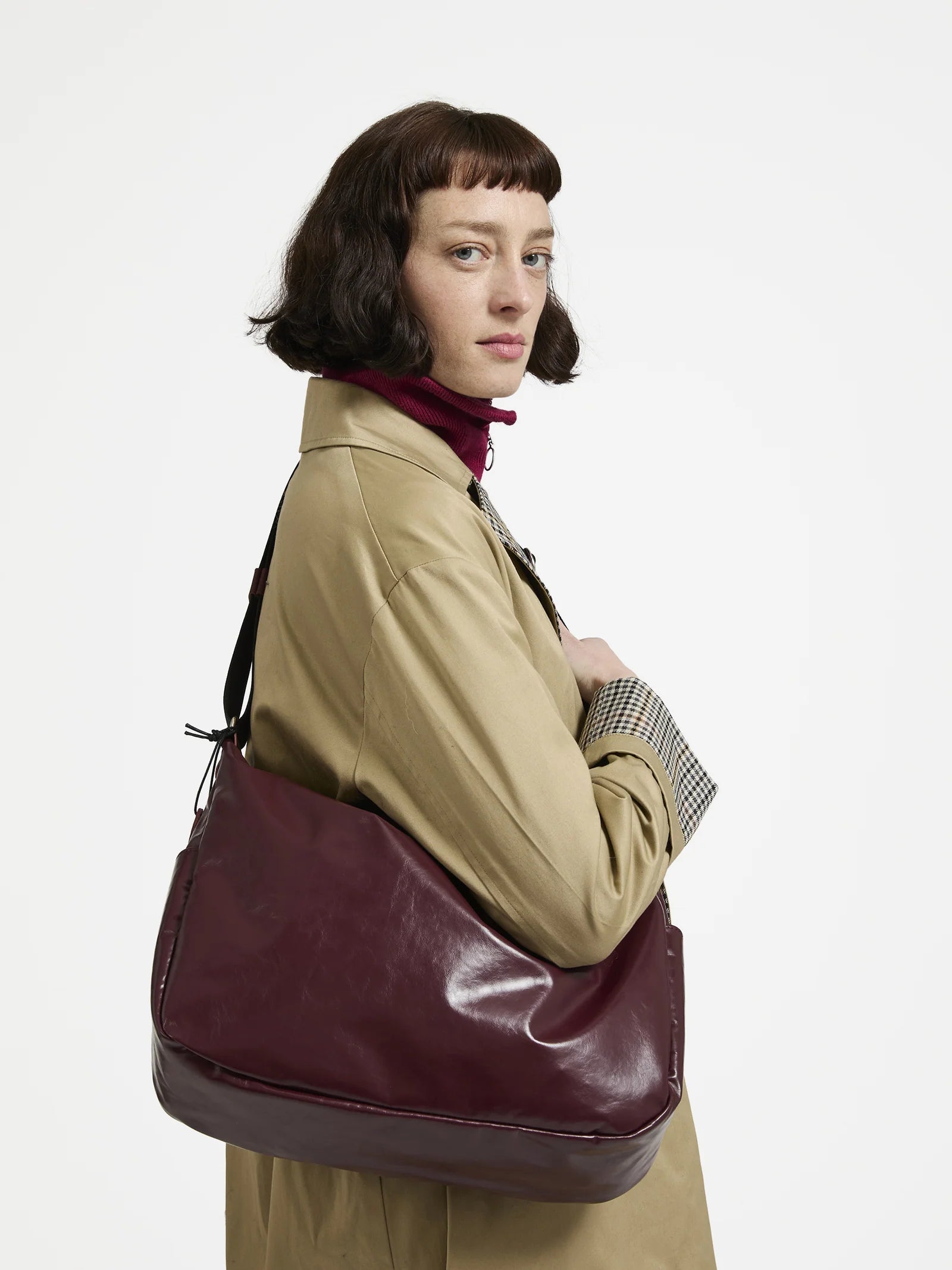 Jack Gomme JOY Light Leather Shoulder Bag in Bordeaux - Big Bag NY
