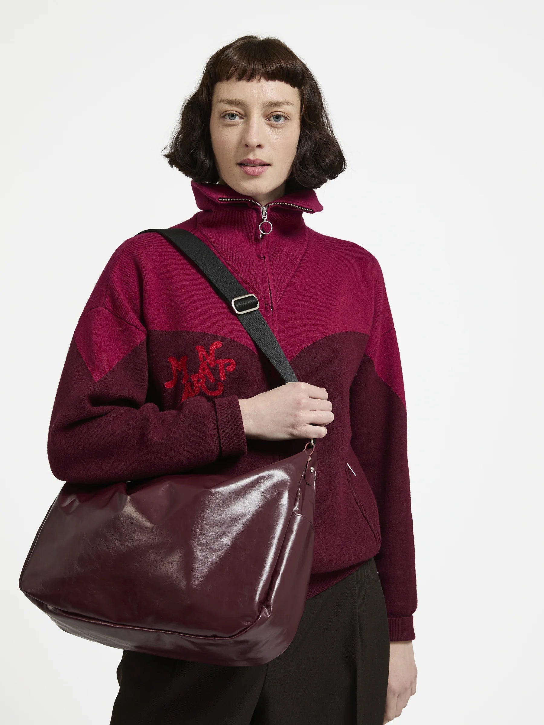 Jack Gomme JOY Light Leather Shoulder Bag in Bordeaux - Big Bag NY