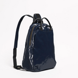 Jack Gomme LAMI Light Linen Backpack in Deep Navy - Big Bag NY side view