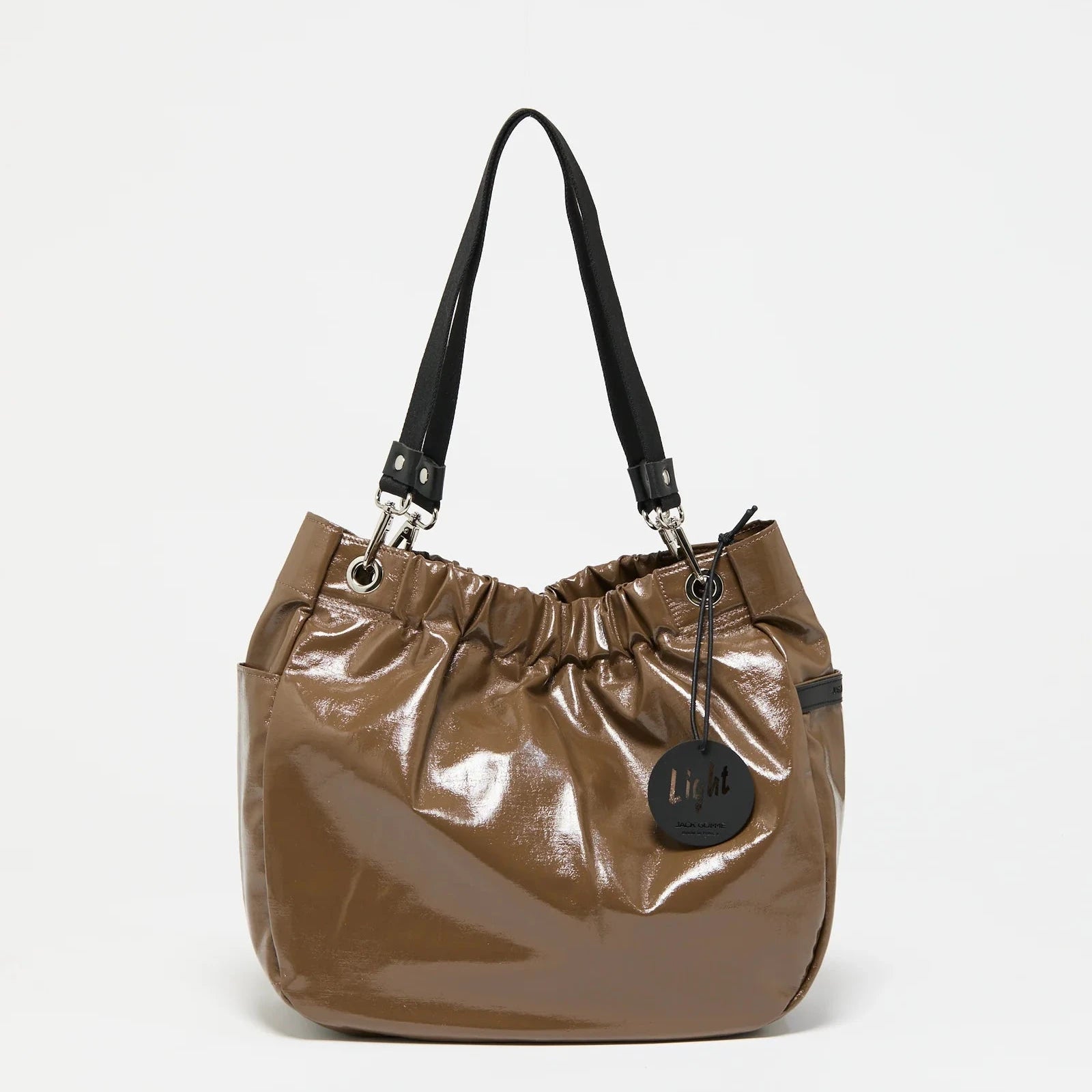 Jack Gomme Light Aqua Cara Tote in Ecorce Brown - Big Bag NY