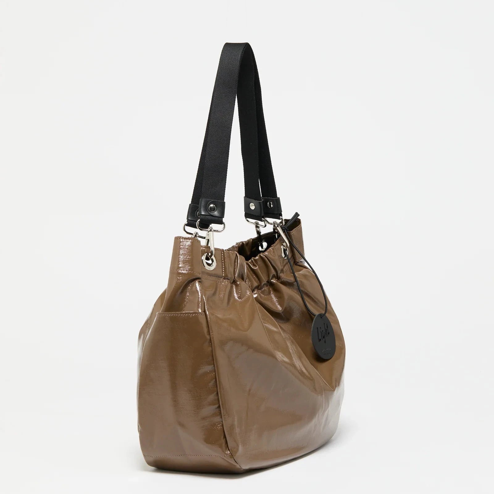 Jack Gomme Light Aqua Cara Tote in Ecorce Brown - Big Bag NY