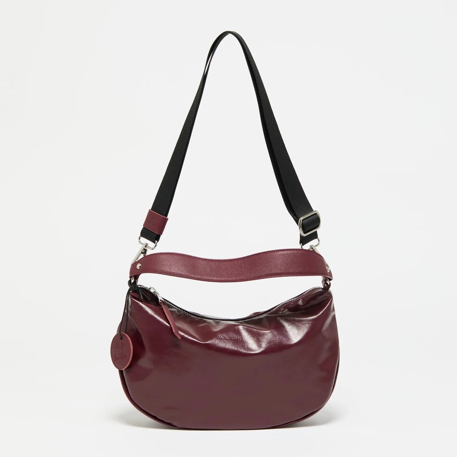 Jack Gomme PETIT CHARLIE Light Leather Half Moon Bag in Bordeaux - Big Bag