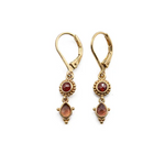 Jasmine Mini Huggie Hoops with Garnet and Rose Quartz - Big Bag NY