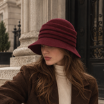 Julie Dubois Rose Wool Floppy Hat In Burgundy - Big Bag NY