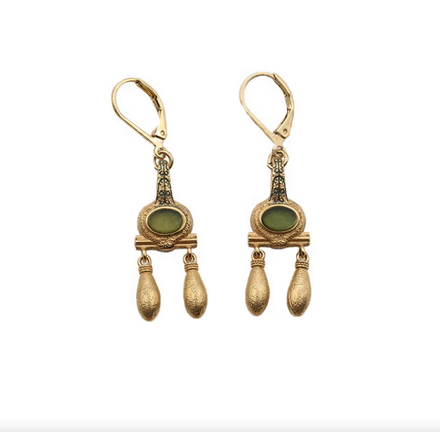 LA2L APIA Serpentine Double Drop Earrings in Green Serpentine - Big Bag NY