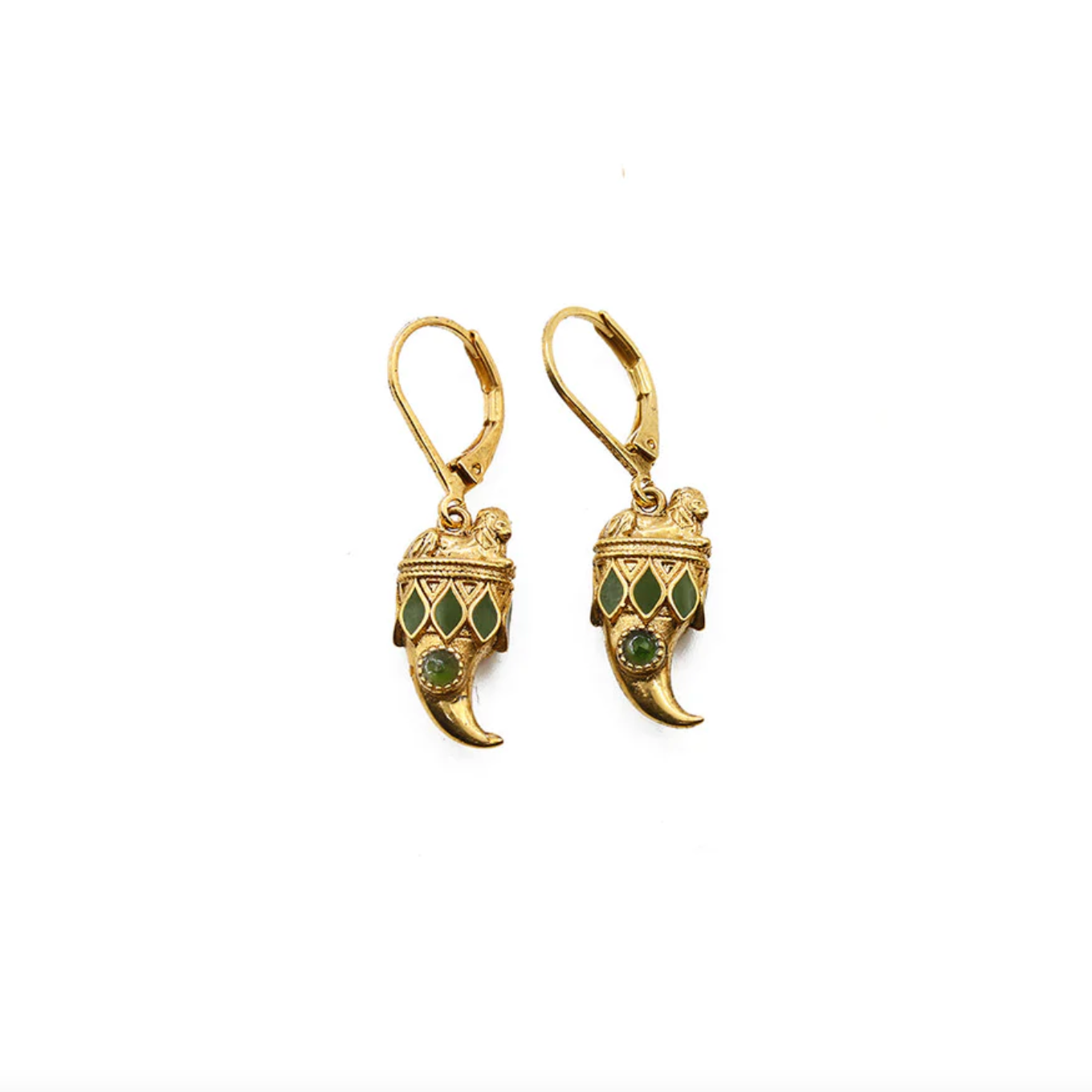 LA2L AYA Horn Earrings in Green Serpentine - Big Bag NY