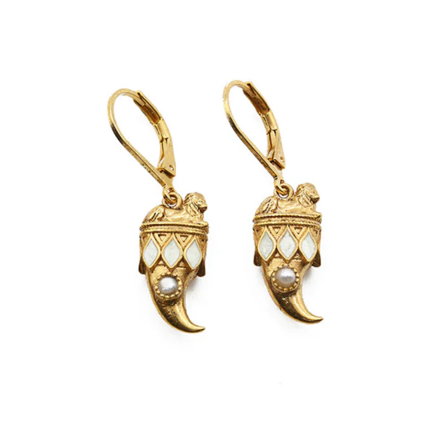 LA2L AYA Horn Earrings in White Mother of Pearl - Big Bag NY