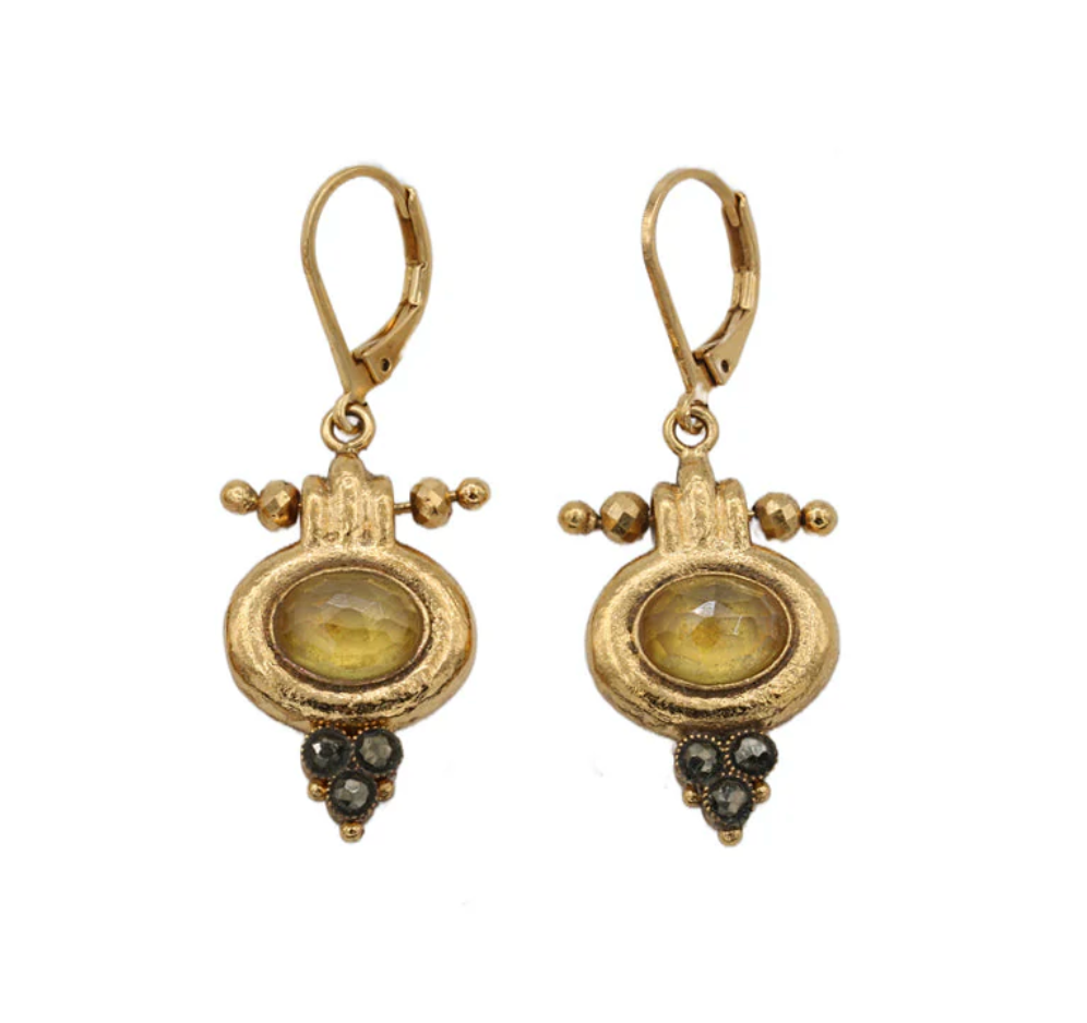 LA2L Rhoda Citrine and Pyrite Earrings-BigBagNY