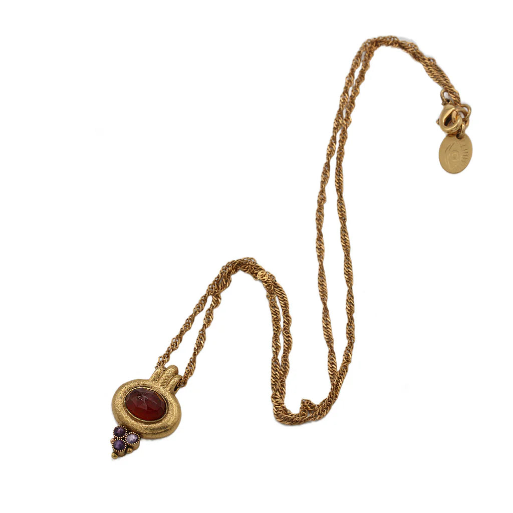 LA2L Rhoda Hessonite and Amethyst Chain Necklace-BigBagNY