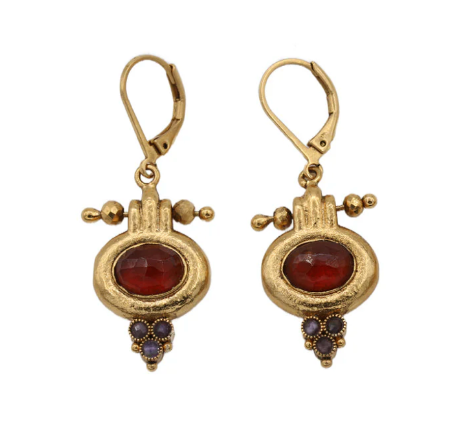 LA2L Rhoda Hessonite and Amethyst Earrings-BigBagNY
