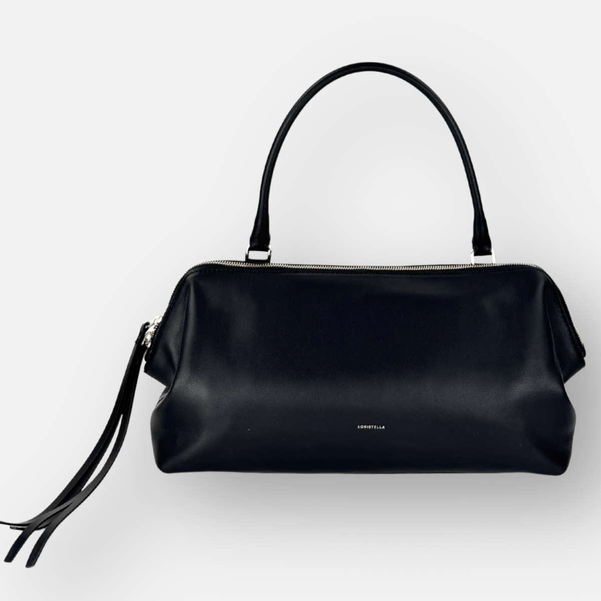 LORISTELLA Ashley Leather Baguette Handbag in Black - Big Bag NY