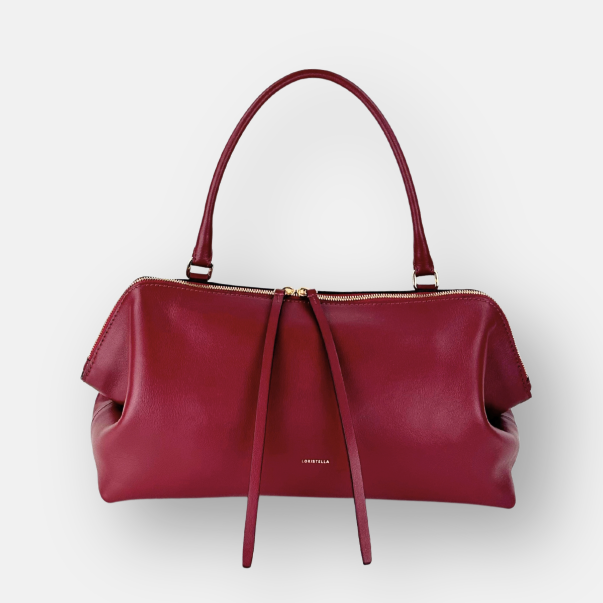 LORISTELLA Ashley Leather Baguette Handbag in Wine- Big Bag NY