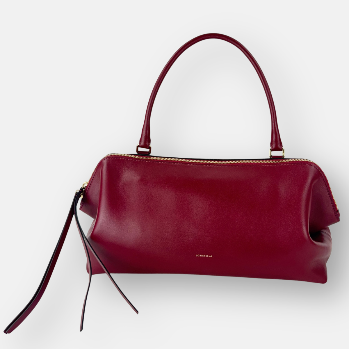 LORISTELLA Ashley Leather Baguette Handbag in Wine- Big Bag NY