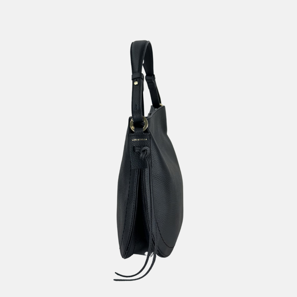 LORISTELLA Carola Leather Shoulder Bag and Crossbody in Black - Big Bag NY