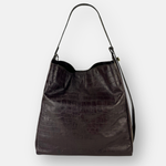 LORISTELLA Eva Croco Large Leather Bucket Tote Bag - Big Bag NY