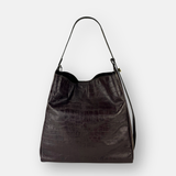 LORISTELLA Eva Croco Large Leather Bucket Tote Bag - Big Bag NY