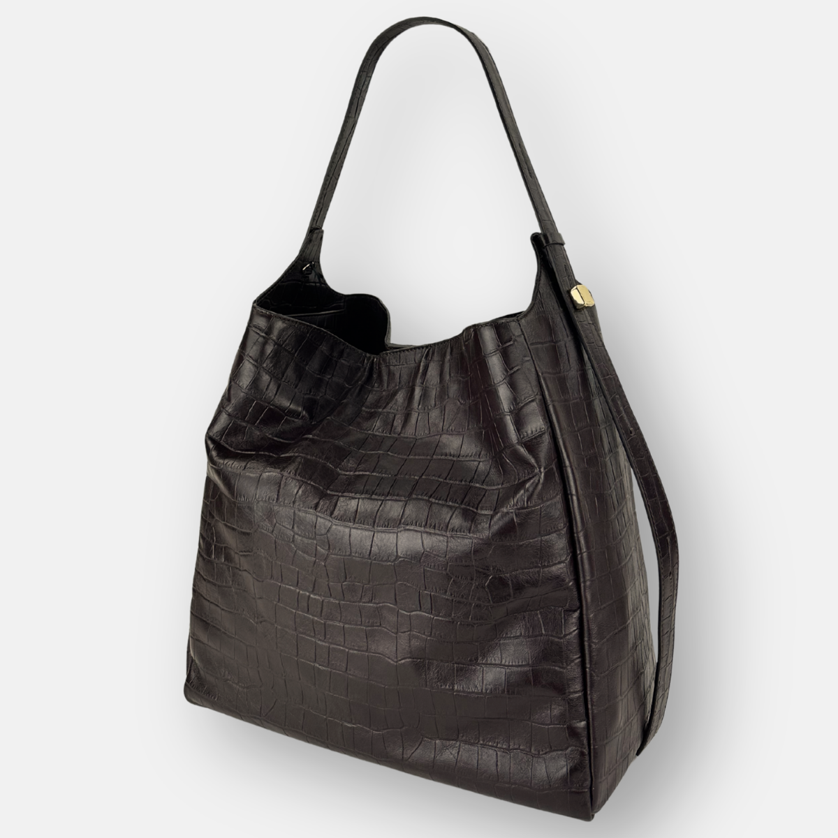 LORISTELLA Eva Croco Large Leather Bucket Tote Bag - Big Bag NY