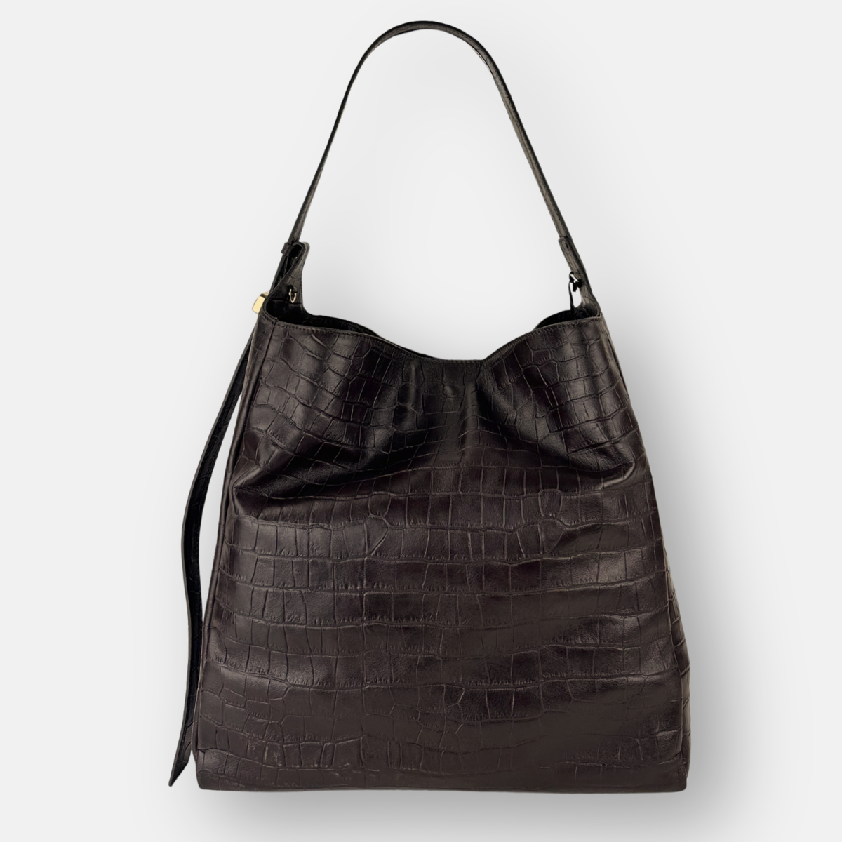 LORISTELLA Eva Croco Large Leather Bucket Tote Bag - Big Bag NY