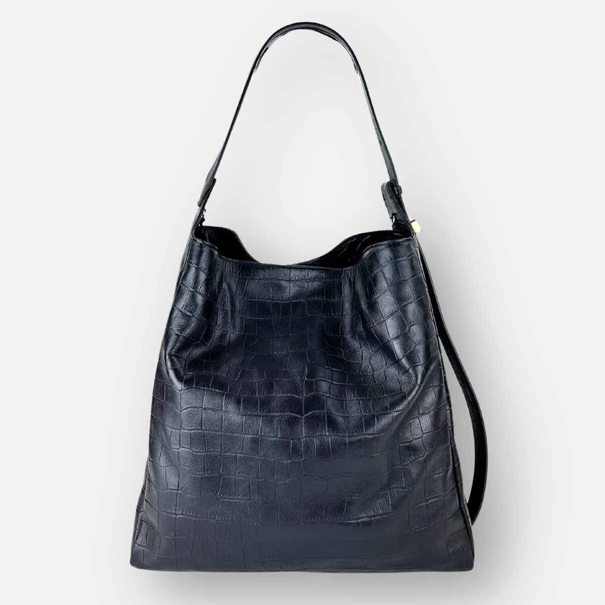 LORISTELLA Eva Croco Large Leather Bucket Tote Bag - Big Bag NY