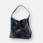 LORISTELLA Eva Croco Large Leather Bucket Tote Bag in Black - Big Bag NY