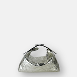 LORISTELLA VICKY Triangle Clutch in Crinkle Metallic Leather - Big Bag NY