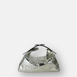 LORISTELLA VICKY Triangle Clutch in Crinkle Metallic Leather - Big Bag NY