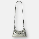 LORISTELLA VICKY Triangle Clutch in Crinkle Metallic Leather - Big Bag NY