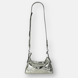 LORISTELLA VICKY Triangle Clutch in Crinkle Metallic Leather - Big Bag NY