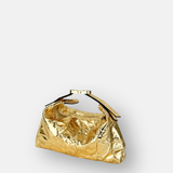 LORISTELLA VICKY Triangle Clutch in Crinkle Metallic Leather - Big Bag NY