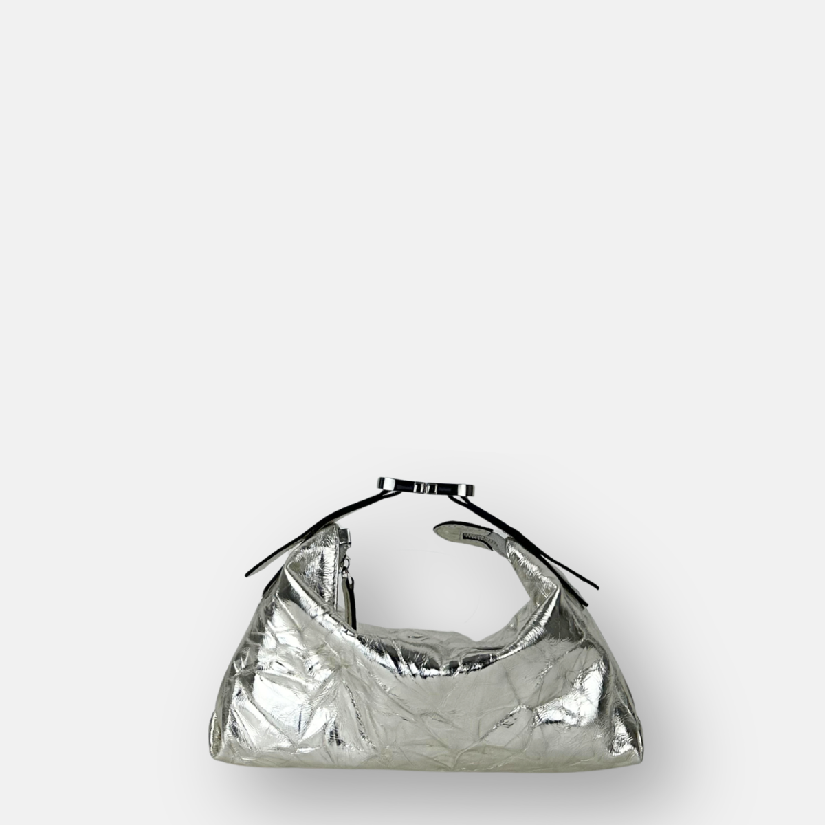 LORISTELLA VICKY Triangle Clutch in Crinkle Metallic Leather - Big Bag NY