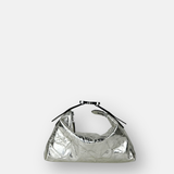 LORISTELLA VICKY Triangle Clutch in Crinkle Metallic Leather - Big Bag NY