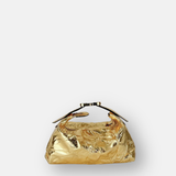 LORISTELLA VICKY Triangle Clutch in Crinkle Metallic Leather - Big Bag NY