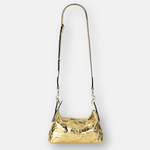 LORISTELLA VICKY Triangle Clutch in Crinkle Metallic Leather - Big Bag NY