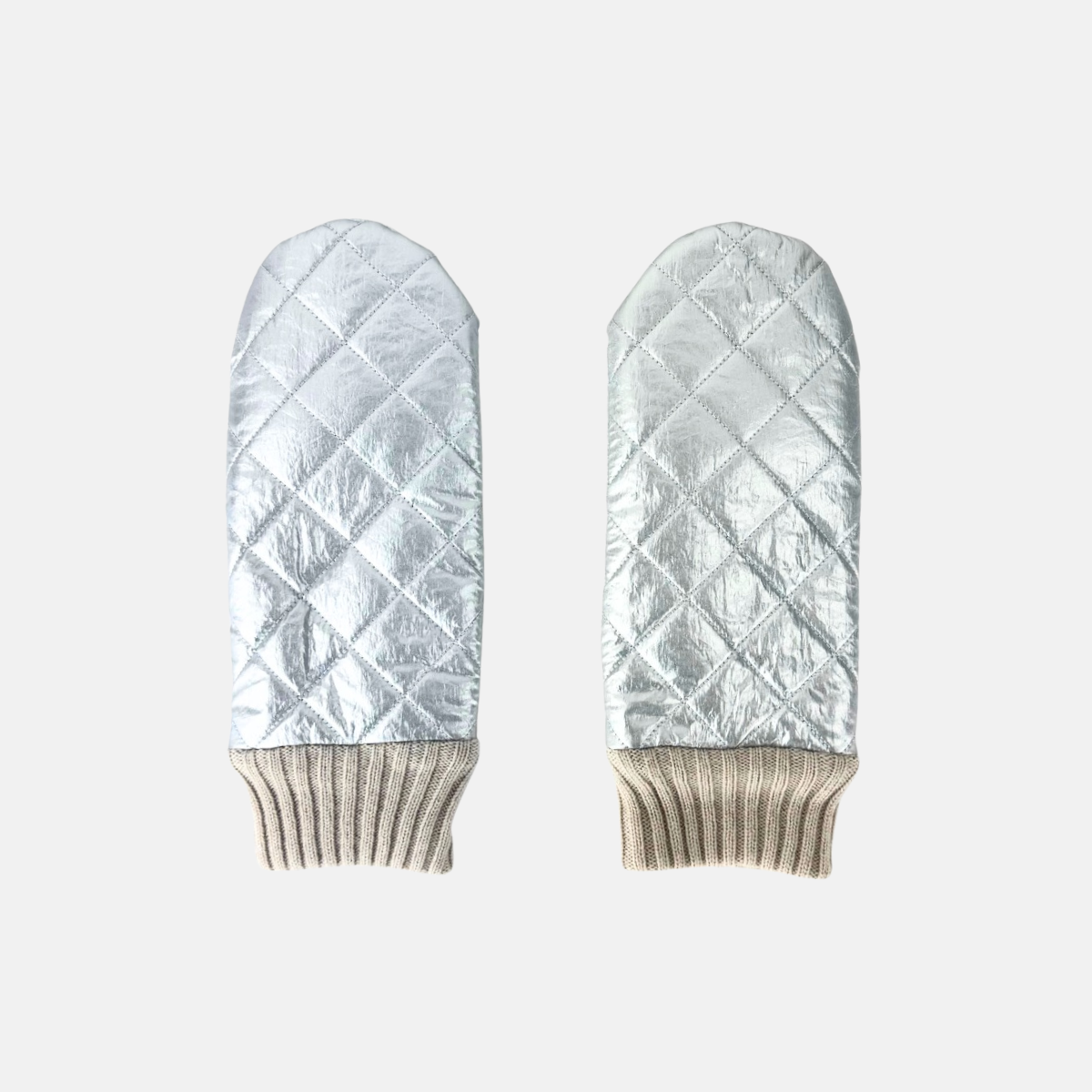 L'Apero DAMIER 2 Quilted Mittens Silver - Big Bag NY