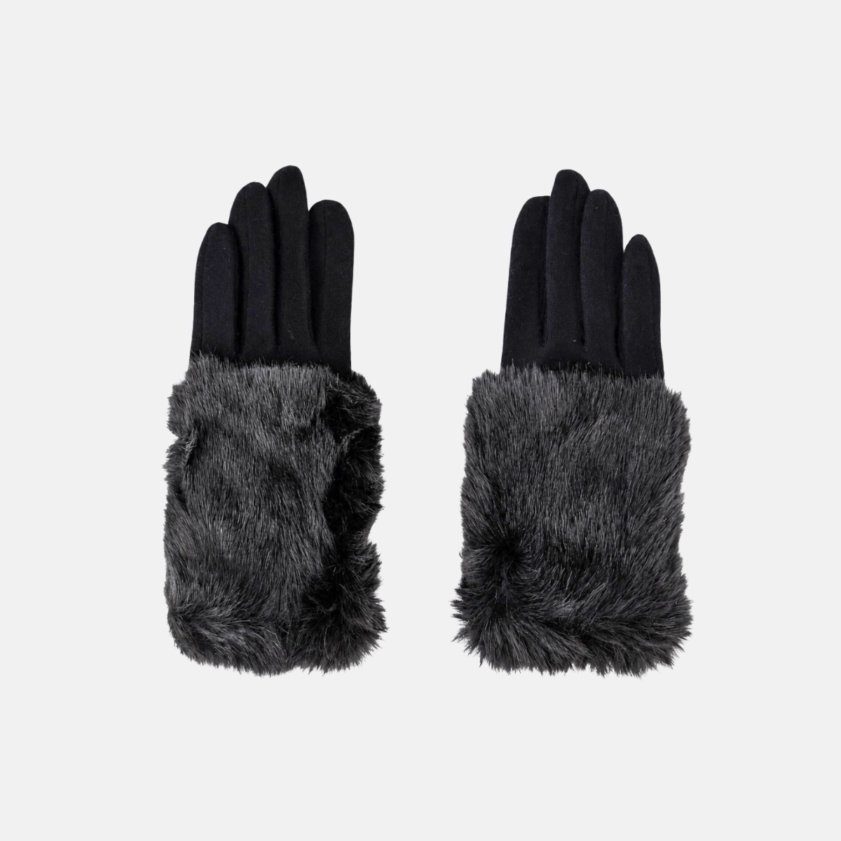 L'Apero Flottante Fur Cuff Gloves Black - Big Bag NY