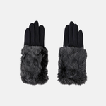 L'Apero Flottante Fur Cuff Gloves Black - Big Bag NY