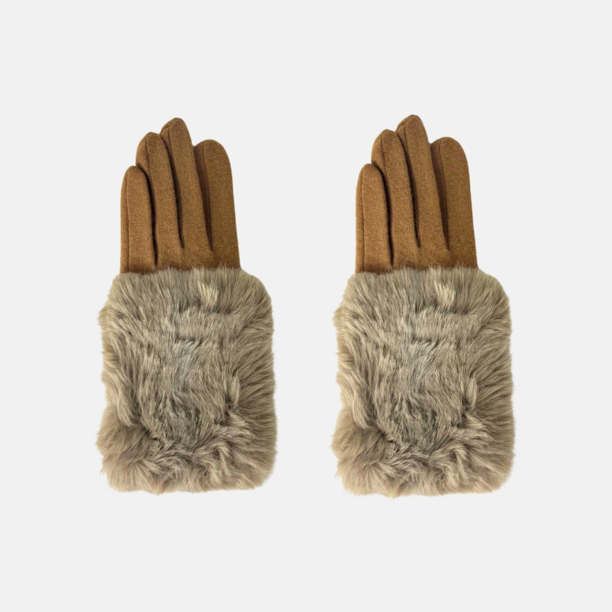 L'Apero Flottante Fur Cuff Gloves Camel - Big Bag NY