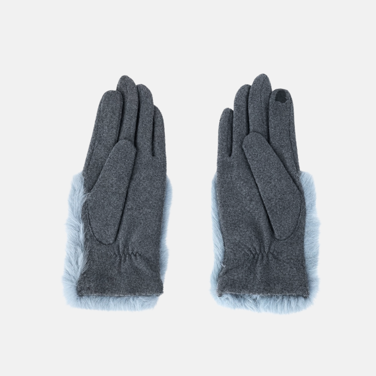 L'Apero Flottante Fur Cuff Gloves Grey Blue - Big Bag NY