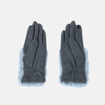 L'Apero Flottante Fur Cuff Gloves Grey Blue - Big Bag NY