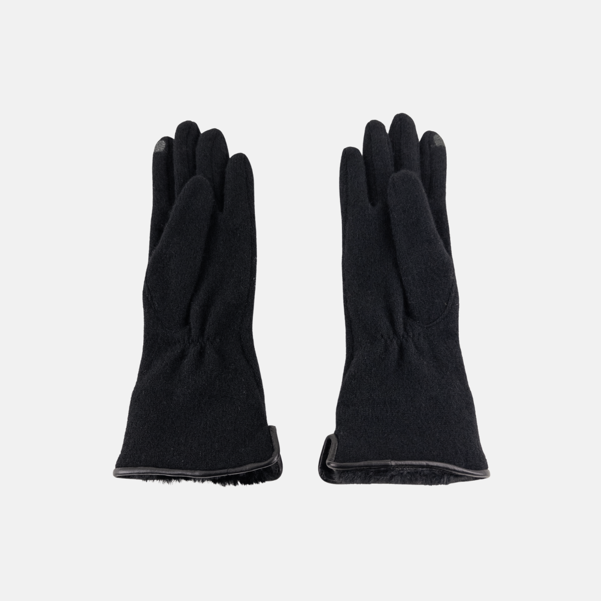 L'Apero VENISSIEUX Long Texting Glove with Faux Fur Trim Black - Big Bag NY