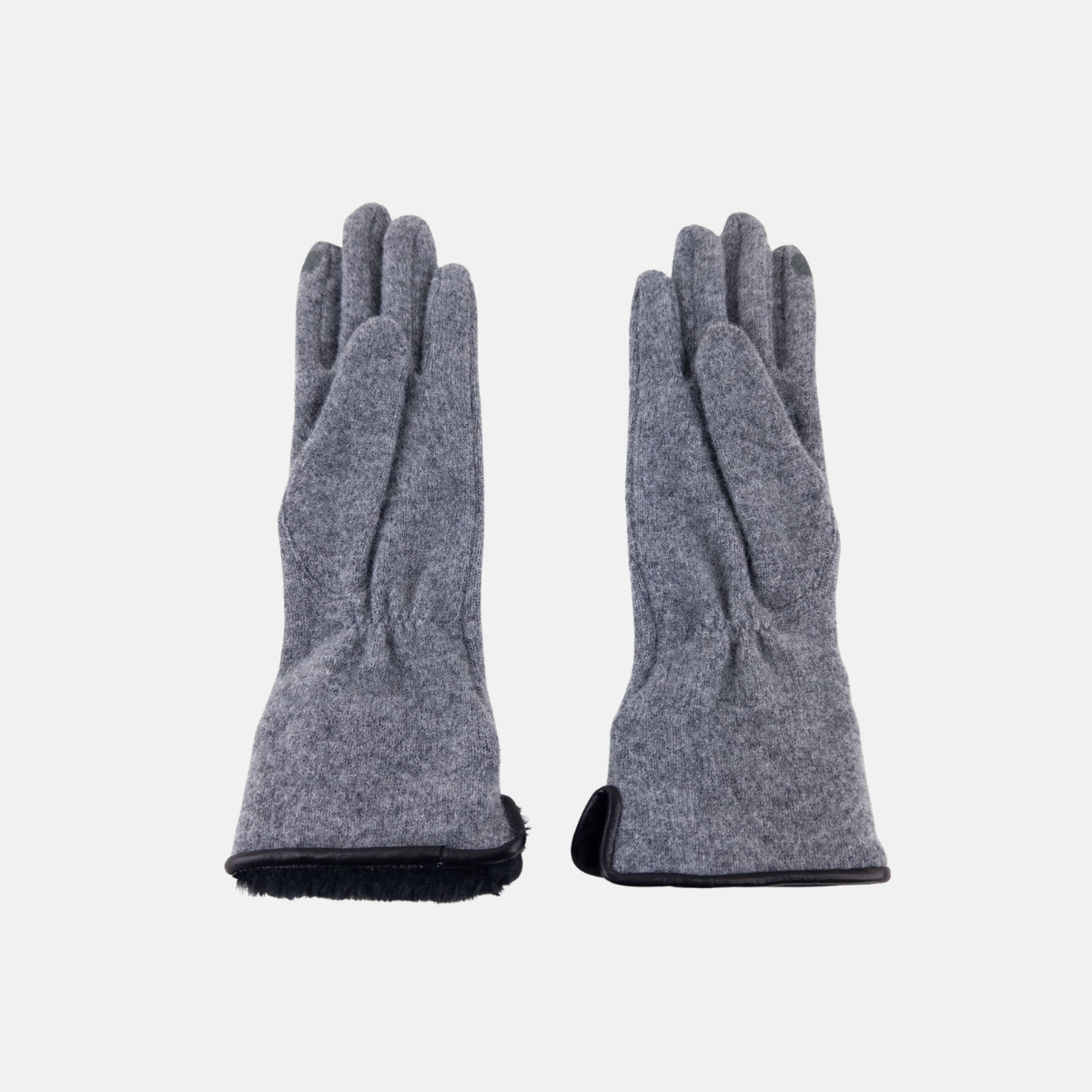 L'Apero VENISSIEUX Long Texting Glove with Faux Fur Trim Dark Grey - Big Bag NY