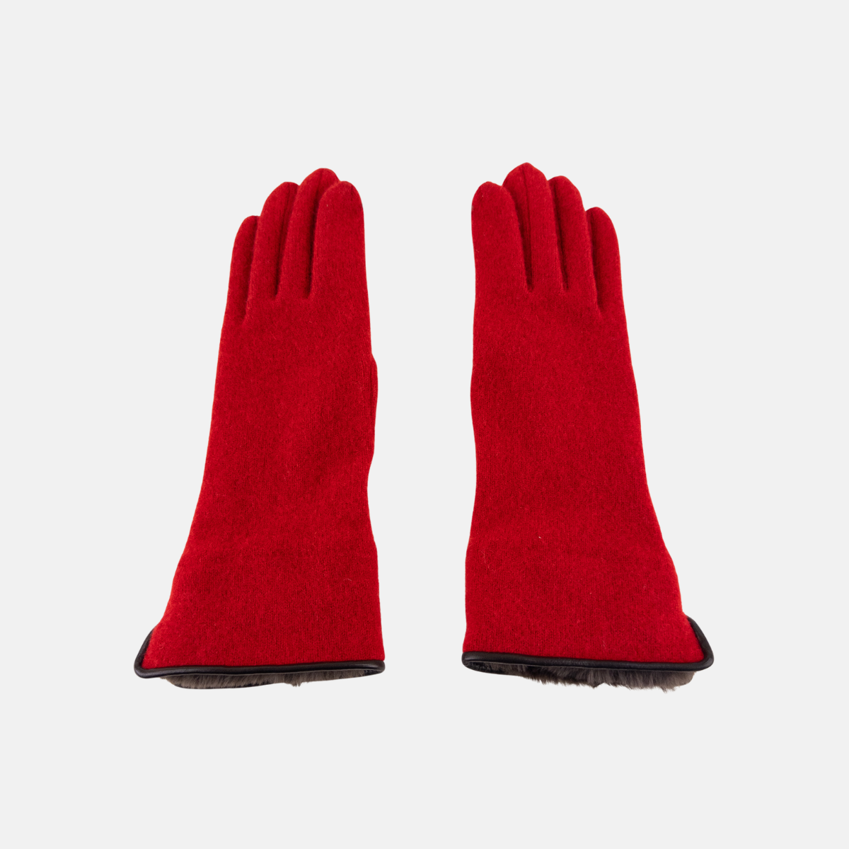 L'Apero VENISSIEUX Long Texting Glove with Faux Fur Trim Red - Big Bag NY