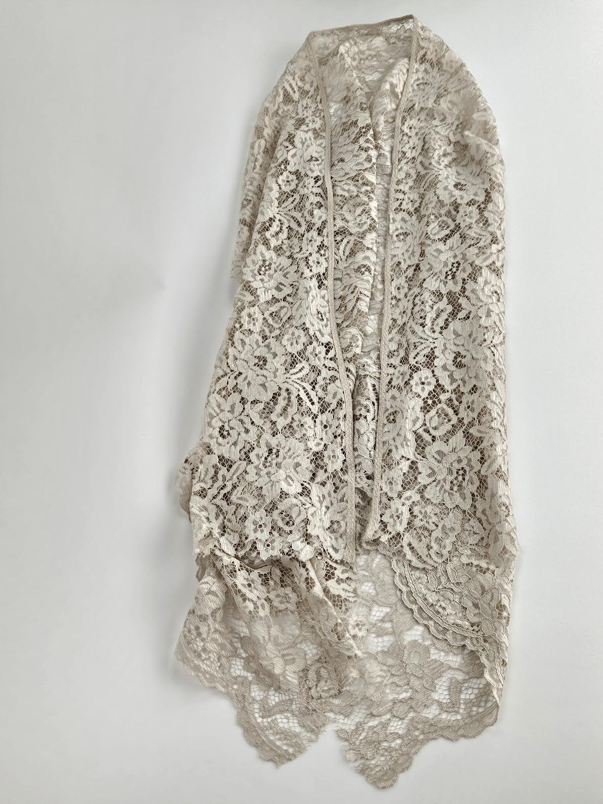 Lace Shawl Coverup in Beige - Big Bag NY